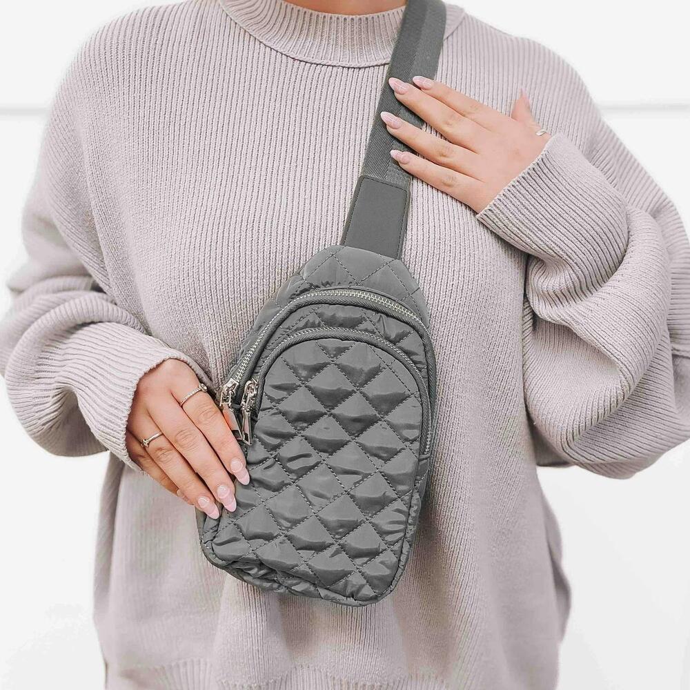 NEW PRETTY SIMPLE women's pinelope puffer bum bag in gray